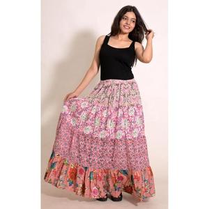Cotton Patchwork Printed <b>Gypsy</b> Maxi <b>Skirt</b> Handmade Indian Bohemian Long <b>Skirt</b> Festival Outfit - Product Image 1