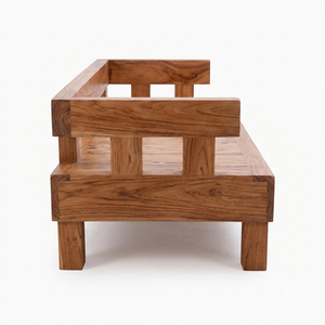 Banco de Madera Maciza de Suar con Respaldo, Diseño Rústico Moderno, Calidad Premium, Borde Natural, Asiento para Sala de Estar, Muebles para el Hogar - Product Image 3
