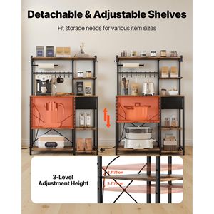 Cavo di Alimentazione da 1,4 m per Scaffale da Cucina con Barra di Supporto a X e 8 Ganci a S, Supporto in Metallo Resistente - Product Image 6
