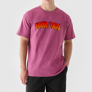 Custom Made <b>Men's</b> <b>Purple</b> Short Sleeve Cotton <b>T</b>-<b>Shirt</b> With Front Letter Print Casual O-Neck Regular Fit 2027 - Product Image 4