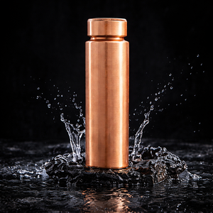 <b>Brushed</b> Copper Water <b>Bottle</b> Minimalist Straight Design Wide Cap Leakproof Handcrafted Reusable Drinking <b>Bottle</b> - Product Image 6
