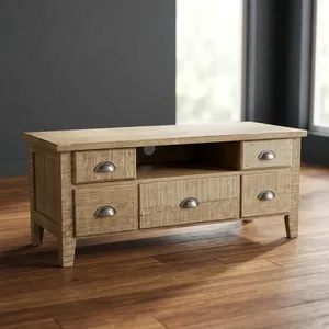 Mueble de Salón Rústico de Madera Maciza con 5 Cajones, Mueble de Almacenamiento para el Hogar - Product Image 5