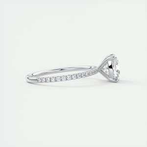 Bague de fiançailles Harper Pave avec diamant de laboratoire taille coussin de 2,25 carats, sertie à la française en or blanc 14 carats - Product Image 4