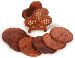 Juego de posavasos de madera con acabado natural, hechos a mano, decorativos, para bebidas, para decoración de bar y cocina a los precios más bajos. - Product Image 3