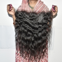 Prix de gros Extensions de cheveux indiens bruts ondulés, tissage frontal HD 13*6, à trame simple ou double, non traités, cuticules alignées