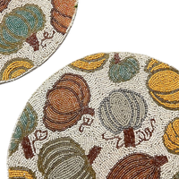 Set de table rond de luxe fait main, brodé de perles florales, écologique, pour table à café arabe, décoration intérieure