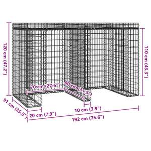 Mur en gabions en fer galvanisé pour bac à déchets 75,6''x35,8''x47,2'' pour abris et rangements - Product Image 5