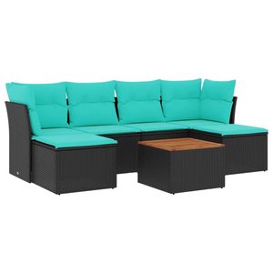 Set di divani da giardino in polyrattan nero da 7 pezzi con cuscini, mobili da esterno in stile contemporaneo, posti a sedere per 7 persone - Product Image 4
