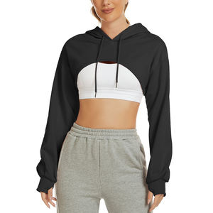 Sudadera con Capucha Corta de Forro Polar para Gimnasio y Fitness, Tallas Grandes, con Logotipo Personalizado OEM, de Poliéster/Algodón, para Otoño/Invierno - Product Image 1