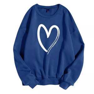 เสื้อสเวตเชิ้ตคอกลมผู้หญิง สีแดง ผ้าฝ้าย พิมพ์ลายหัวใจ ทรงปกติ แขนยาว สำหรับฤดูใบไม้ร่วง - Product Image 2