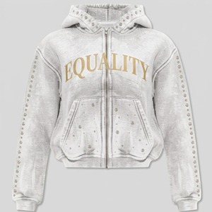 Sweat à capuche zippé personnalisé avec strass et impression « Equality », en molleton doux et confortable, pour homme et femme - Product Image 4