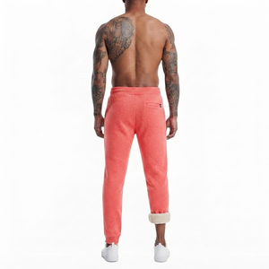 High Quality DROGEN EXPORT Men's Fleece Lined Sweatpants Sherpa Spring Drawstring Closure Anti-Pilling Joggers Coral Red Pants - Product Image 2