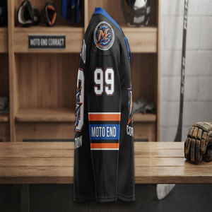 Maillot de hockey sur glace à manches courtes, design drapeau, séchage rapide, respirant, en polyester, pour entraînement et matchs d'équipe, commandes en gros pour équipes - Product Image 2