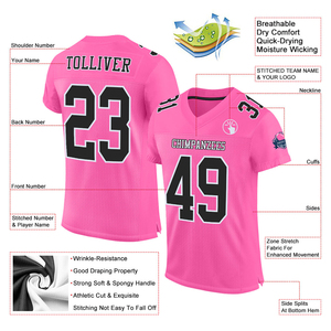 เสื้อฟุตบอลสีชมพู ดำ ขาว ตาข่าย ผ้าตาข่ายอย่างดี สกรีนโลโก้ตามสั่ง แห้งเร็ว คุณภาพสูง ชุดกีฬา - Product Image 3