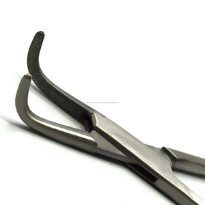Surgical Hemostatic <b>Clamp</b> Stainless Steel Curved Tip 7.5 Inch General Surgery Forceps With Toothed Jaws - Product Image 2