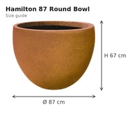 Pot Bunga Bulat Fiberstone Tampilan Corten Berkarat Hamilton 87, Ukuran 87x87x67cm, Besar, Tahan Cuaca, untuk Dalam & Luar Ruangan, Vietnam