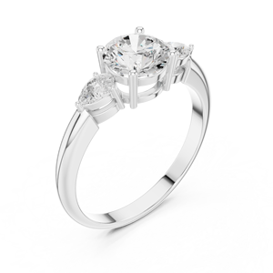 Anillo de Compromiso de Moissanita con Corte Redondo, Plata de Ley 925, Anillo de Boda Clásico de Tres Piedras para Mujer, Joyería Fina - Product Image 4