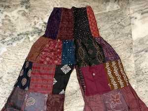 Handmade Patchwork Cotton Palazzo Pants Boho Wide-Leg <b>Trousers</b> Loose Fit Bell Bottoms <b>Summer</b> Eco-Friendly Breathable - Product Image 6