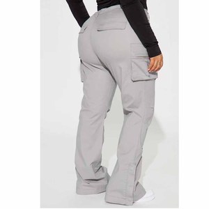 Streetwear Big Pocket <b>Cargo</b> Pants Trousers for Ladies Women <b>Wide</b> <b>Leg</b> Green Casual Pants Low Waist Baggy Women's Trousers - Product Image 2