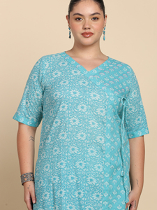 Robe midi pour femme, bleue, à imprimé géométrique, coupe trapèze, sans manches, col montant, motif Delta, style décontracté et contemporain - Product Image 6