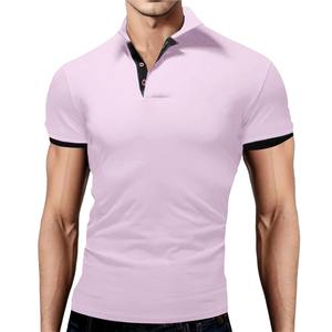 Camisetas Polo de Verano para Hombre, al por Mayor, de Alta Calidad, Personalizadas, Casuales, a la Moda, con Borde de Manga Teñido en Rosa y Negro - Product Image 6