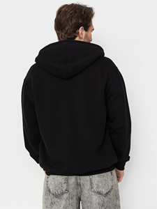Men's <b>Black</b> Hooded <b>Zip</b>-<b>Up</b> Sweatshirt Regular Fit Casual Solid Color Long Sleeve Cotton <b>Hoodie</b> Autumn Wear - Product Image 3