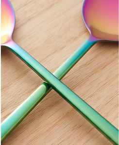 Ensemble de cuillères à salade colorées en acier inoxydable, couverts multicolores modernes résistants à la rouille pour les fêtes et l'usage quotidien - Product Image 2