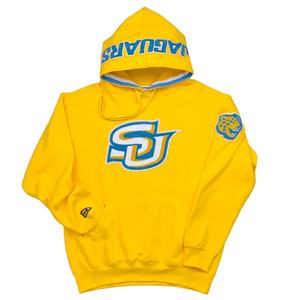Jaune avec broderie en chenille Logo de l'université de couleur Wear Sororities Pull Overs Hoodies - Product Image 1