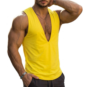 Men's Deep V Neck Tank <b>Top</b> Wholesale Customizable Sleeveless Streetwear Slim Fit Fashion Vest Bulk Price Sale Tank <b>Tops</b> For Men - Product Image 6