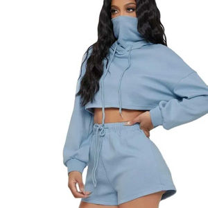 Conjunto de Sudadera con Capucha y Pantalones Deportivos Personalizados para Mujer, de Algodón, Holgados, con Hombros Caídos, Diseño Sólido, Conjunto de 2 Piezas - Product Image 4