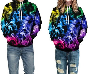 Sudadera con Capucha con Estampado de Humo Colorido, Corte Regular, Informal, para Otoño, 100% Poliéster, Tejido Transpirable, Diseño Sublimado - Product Image 1