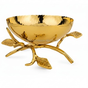 Luxury Decorative Glass Bowl with Metal Rim Elegant Fruit Serving Bowl for Home Decor - Product Image 5