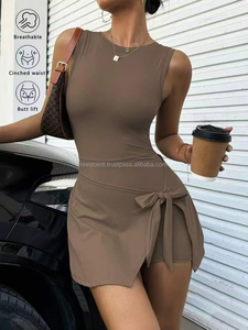 Tennis Wear New Style Cool Breathable Pickleball Outfit Tennis <b>Skirt</b> Round Neck Backless Design Slimming Bottom <b>Skirt</b> - Product Image 4