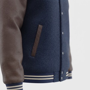 Custom Men's Varsity Letterman Baseball Bomber Jacket Windproof Stand Front <b>Snap</b> Button College Streetwear Team Embroidered - Product Image 5