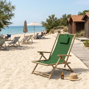 Chaise longue en bambou pliable pour l'extérieur, lit de soleil en bambou pour la plage, décoration de resort, chaise en bambou fabriquée au Vietnam - Product Image 1