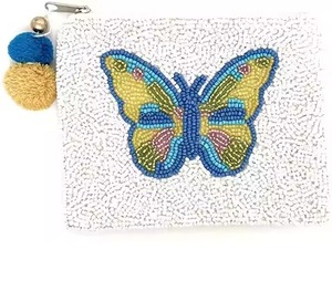 Vibrant Beaded Embroidery Coin Purse For Trendy Fashion Lovers Exclusive Designer Seed Beads Coin <b>Pouch</b> <b>With</b> <b>Zip</b> Fastening - Product Image 5
