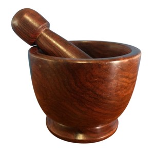 Traditional Handmade Natural Wood Mortar and Pestle Set Wooden <b>Grinder</b> <b>Herb</b> Crusher Kitchen Tool for Grinding Garlic and Spices - Product Image 4