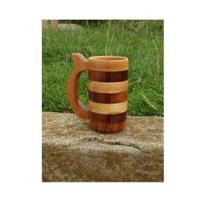 Tasse Viking Tasse à bière en bois avec manche en bois et sculpture à la main Produit de vente chaud Qualité tendance et marketing élevé - Product Image 4