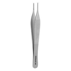 Pinzas Quirúrgicas Adson Micro para Aplicación de Apósitos, Rectas, de Acero Inoxidable, con Puntas Dentadas Estándar de 0.3mm, Manuales, CE, 4.75 Pulgadas - Product Image 1
