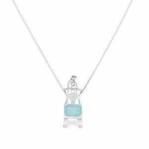 Pendentif unique en calcédoine bleue, design chaise en argent sterling 925, bijou artisanal en pierres précieuses, cadeau pour elle - Product Image 5