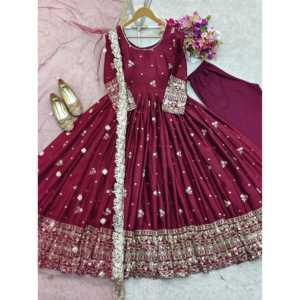 Robe de soirée design avec séquence de broderie pour les fêtes avec Dupatta inclus - Product Image 6