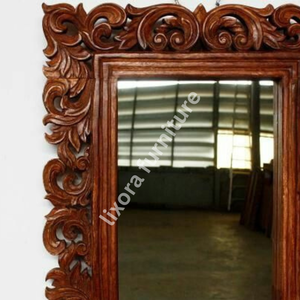 Luxury Handcrafted Solid Wood <b>Wall</b> <b>Mirror</b> Frame Ornate Royal Victorian Scroll Carving Mahogany Brown - Product Image 4