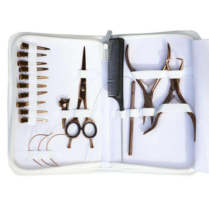Kit d'outils professionnel de luxe pour extensions de cheveux en or rose : pinces, ciseaux, rasoir, peigne, aiguille à boucle, pinces de sectionnement, outil maître - Product Image 2