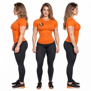 OEM Custom Logo Printed Compression Tee Women Short Sleeve Base Layer <b>T</b>-<b>Shirt</b> 100% Polyester Lightweight <b>Yoga</b> Tee Crew Neck Top - Product Image 5