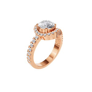 Bague de fiançailles et d'anniversaire Aarinya Sovereign Teardrop Suite en or 14 carats avec diamant de laboratoire certifié IGI et halo pavé solitaire - Product Image 6