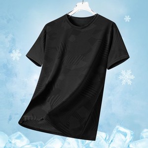 T-shirt de sport pour homme grande taille OEM, à séchage rapide, tricoté, respirant, à manches courtes, col rond, imprimé, décontracté, avec logo frontal, en polyester - Product Image 2
