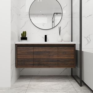 Mobili da Bagno da 48 Pollici con Ante a Chiusura Ammortizzata e Design a Sospensione con Lavabo Integrato - 48x18 - Product Image 2