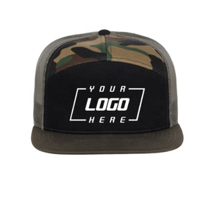 แท้ริชาร์ดสัน Camo 7 แผงแบนบิล Trucker Snapback ขายส่งยางหนังแพทช์โลโก้ที่กําหนดเอง Gorras แบรนด์หมวกผู้ชาย - Product Image 2