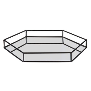 Plateau miroir rectangulaire vintage en métal argenté avec poignées, décoratif et orné, pour organiser parfums et bijoux, idéal pour la décoration intérieure - Product Image 4