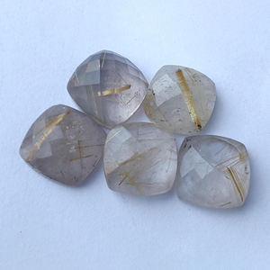 Piedra Preciosa de Rutilo Dorado Natural de Calidad, Corte Cojín, Calibrada, con Reverso Plano para Joyería - Product Image 3